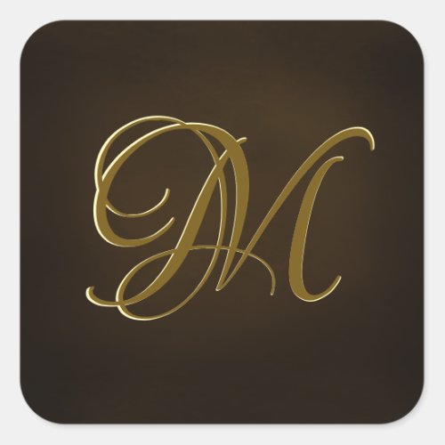 Antique Gold Script Monogram Personalized Seal