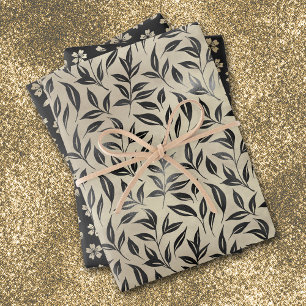 Antique Gold Silver Floral Patterns Wrapping Paper Sheets