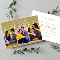Antique Gold Three Photo Collage Wedding