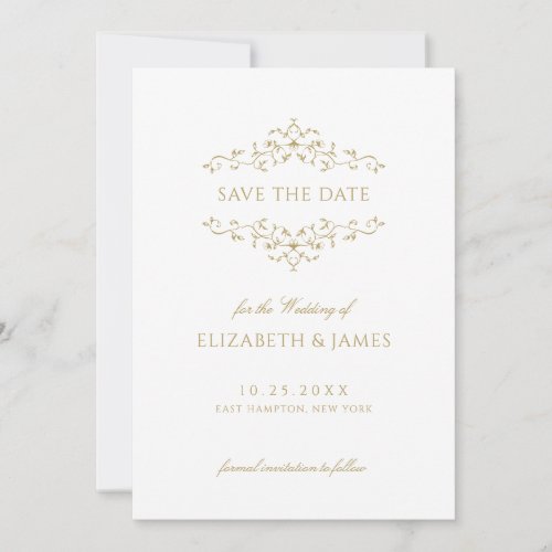 Antique Gold Vintage Floral  Save The Date