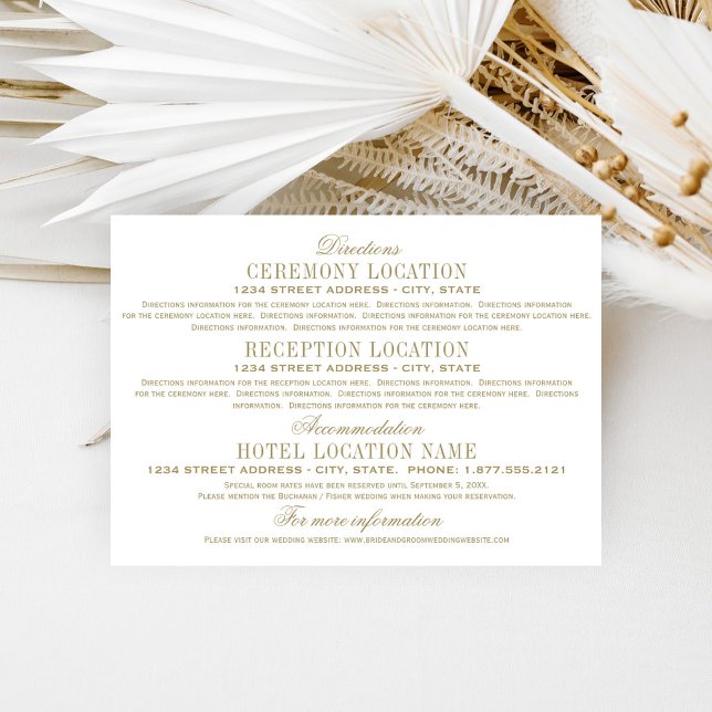 Antique Gold Wedding Directions Details Enclosure Card (Creator Uploaded)