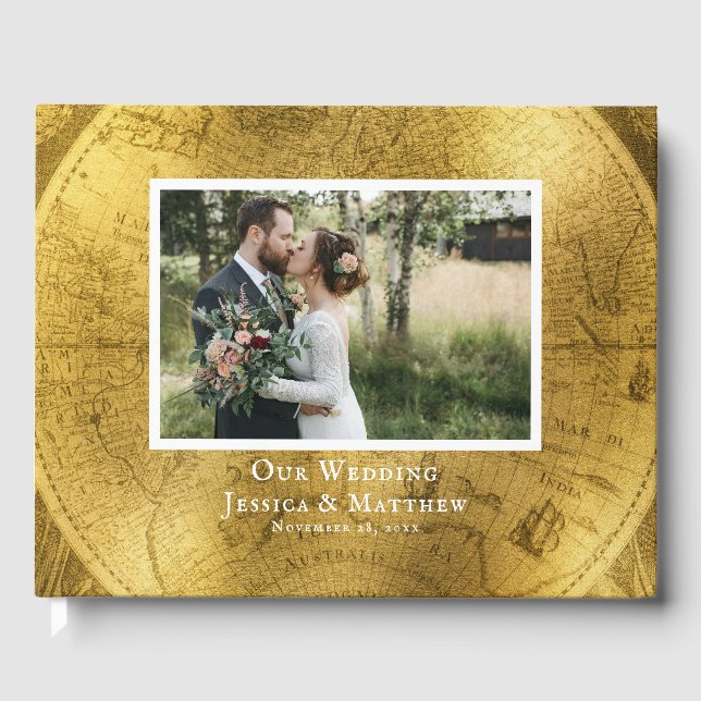 Antique Gold Wedding Guest Book (Front)