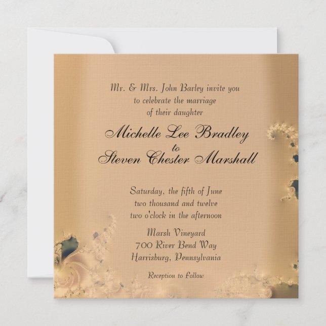 Antique Gold Wedding Invitations (Front)