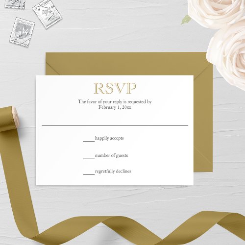 Antique Gold Wedding RSVP Card