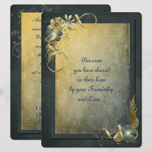 Antique Gold Vow Renewal Custom Invitations