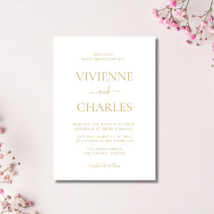 Antique Gold & White Budget Guiet Clean Wedding Invitation