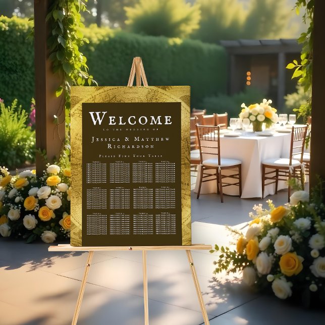 Antique Golden 12-Table Wedding Seating Chart Foam Board (Antique Golden 12-Table Wedding Seating Chart Foam Board)