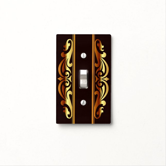Antique Golden Flourish Light Switch Cover (In Situ)