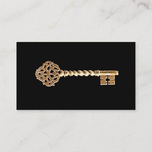 Antique Golden Gold Steampunk Skeleton Key Business Card