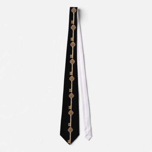 Antique Golden Gold Steampunk Skeleton Key Neck Tie