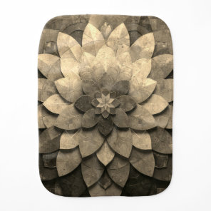 Antique Golden Mandala Art Textured Flower Baby Burp Cloth