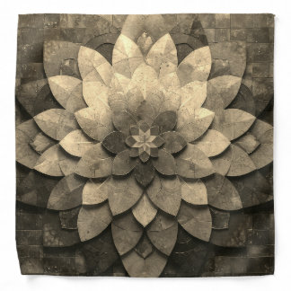 Antique Golden Mandala Art Textured Flower Bandana