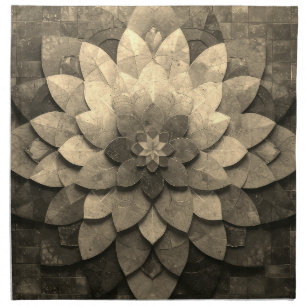 Antique Golden Mandala Art Textured Flower Cloth Napkin