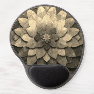 Antique Golden Mandala Art Textured Flower Gel Mouse Pad