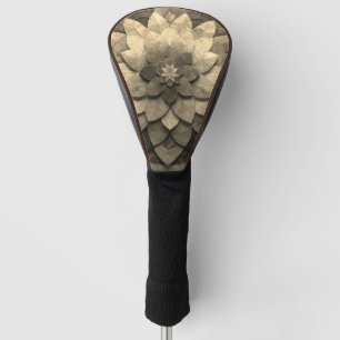 Antique Golden Mandala Art Textured Flower Golf Head Cover