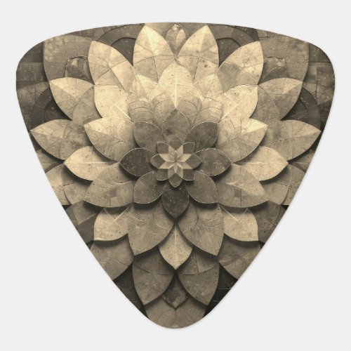 Antique Golden Mandala Art Textured Flower Guitar Pick