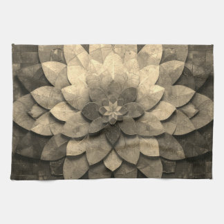 Antique Golden Mandala Art Textured Flower Kitchen Towel