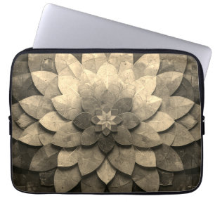 Antique Golden Mandala Art Textured Flower Laptop Sleeve