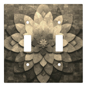 Antique Golden Mandala Art Textured Flower Light Switch Cover