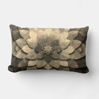 Antique Golden Mandala Art Textured Flower Lumbar Pillow