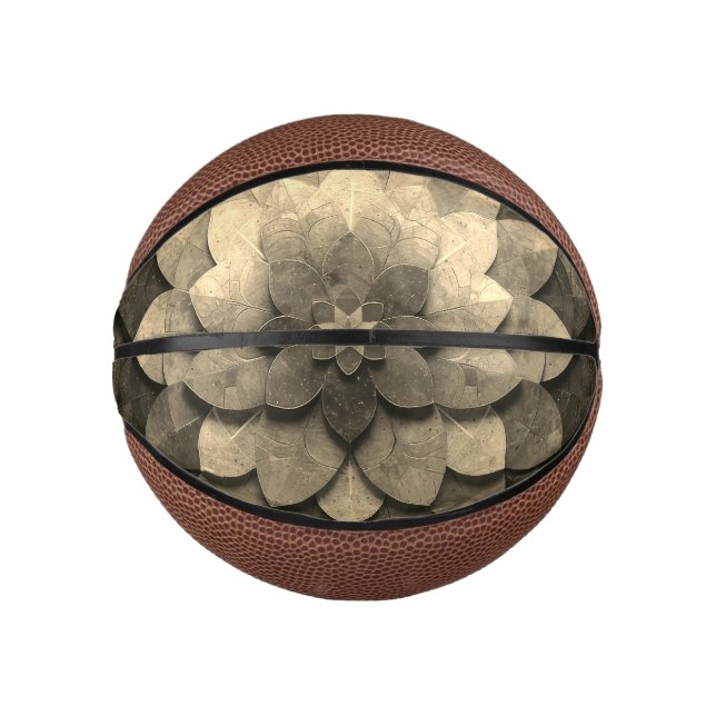 Antique Golden Mandala Art Textured Flower Mini Basketball (Front)