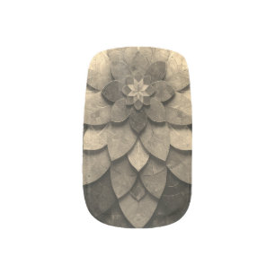 Antique Golden Mandala Art Textured Flower Minx Nail Art