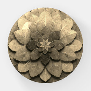 Antique Golden Mandala Art Textured Flower Paperweight