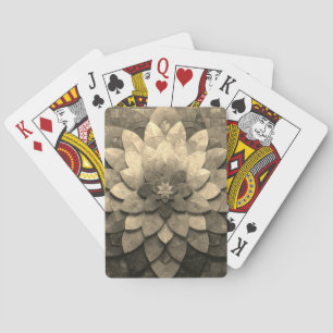 Antique Golden Mandala Art Textured Flower Poker Cards