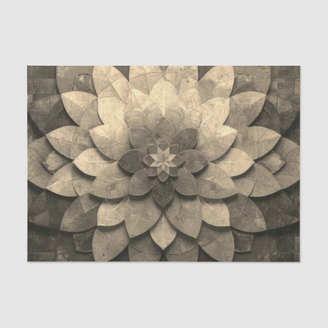 Antique Golden Mandala Art Textured Flower Tissue Paper (Front)