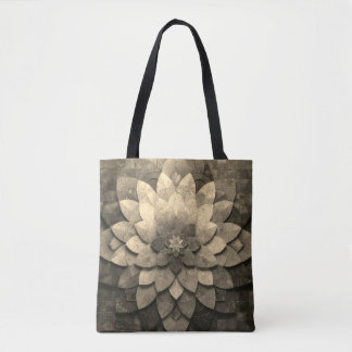 Antique Golden Mandala Art Textured Flower Tote Bag