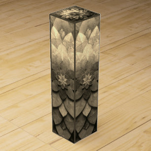 Antique Golden Mandala Art Textured Flower Wine Box