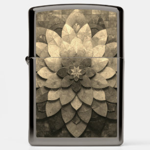 Antique Golden Mandala Art Textured Flower Zippo Lighter