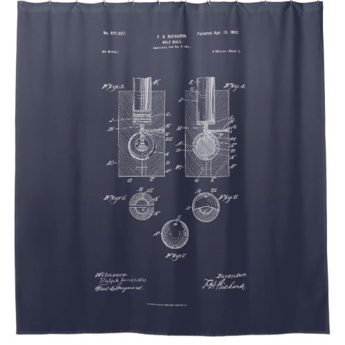 Antique Golf Ball 1902 Patent Drawing Shower Curtain