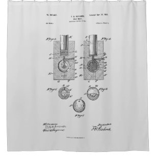 Antique Golf Ball 1902, Patent Drawing Shower Curtain