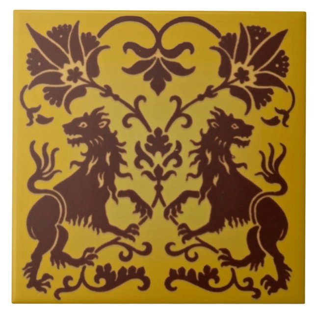 Antique Gothic Heraldic Design Reproduction Tile (Front)