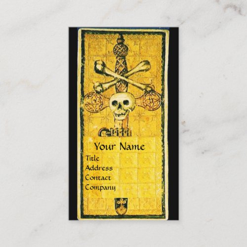ANTIQUE GOTHIC TAROTSACE OF SWORDS Black Yellow Business Card