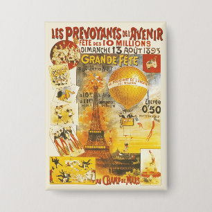 Antique Grand Fete Fair Paris Poster Button