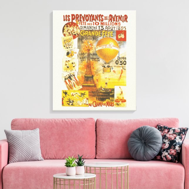 Antique Grand Fete Fair Paris Poster Canvas Print (Insitu(LivingRoom))