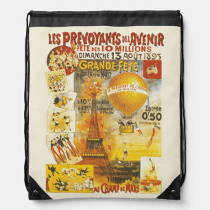 Antique Grand Fete Fair Paris Poster Drawstring Bag