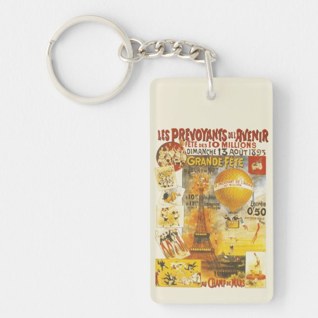 Antique Grand Fete Fair Paris Poster Keychain (Front)