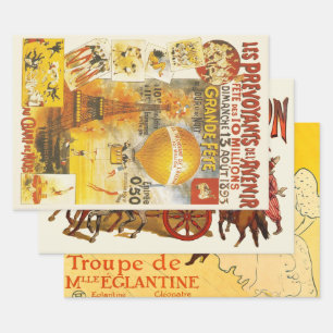 Antique Grand Fete Fair Paris Poster Wrapping Paper Sheets