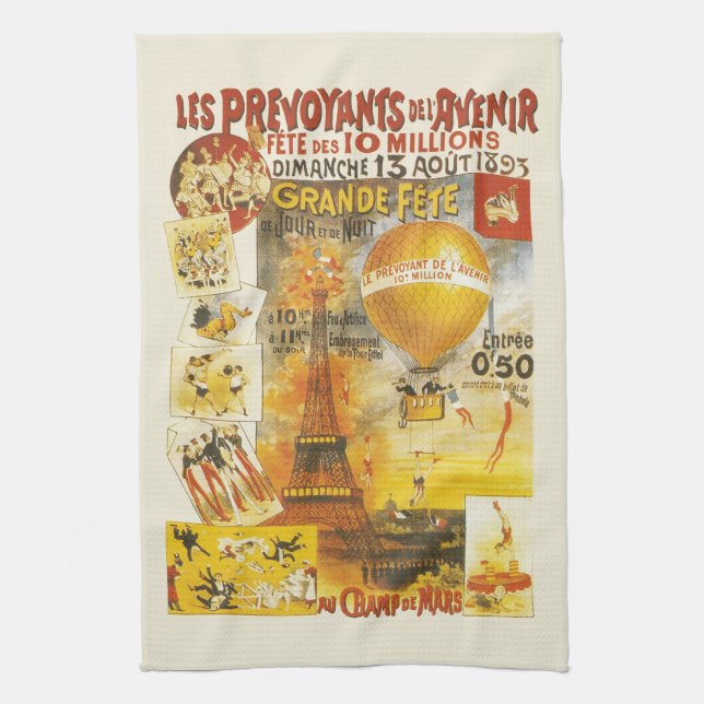 Antique Grand Fete Fair Poster Kitchen Towel (Vertical)
