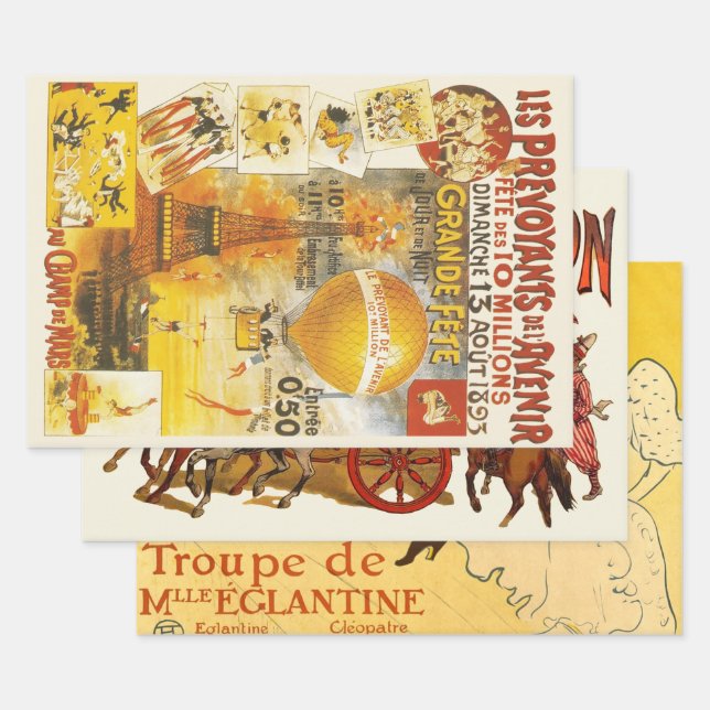Antique Grand Fete Fair Poster Wrapping Paper Sheets (Set)