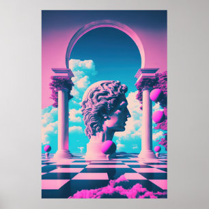 Antique Grandeur: Vaporwave Exploration of Beauty Poster