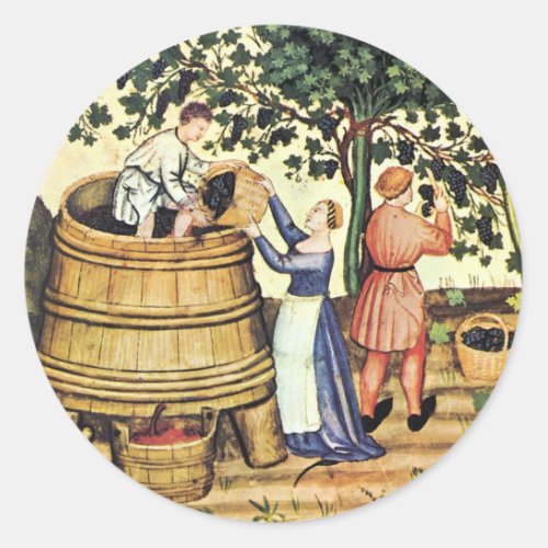 ANTIQUE GRAPE VINEYARD HARVEST CLASSIC ROUND STICKER