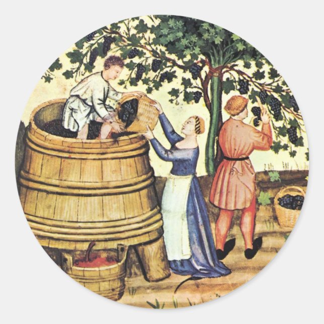 ANTIQUE GRAPE VINEYARD HARVEST CLASSIC ROUND STICKER (Front)