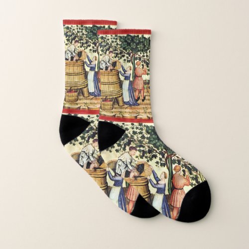 ANTIQUE GRAPE VINEYARD HARVEST  Medieval Miniature Socks