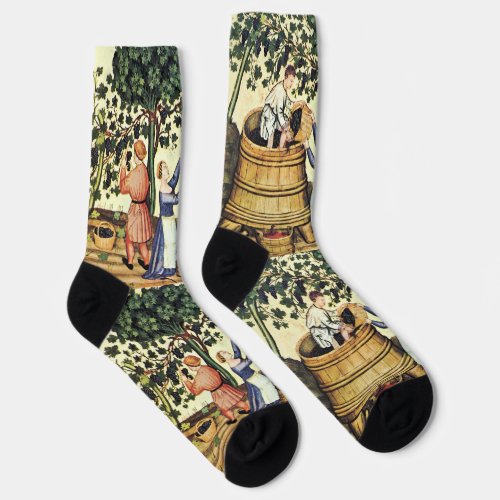 ANTIQUE GRAPE VINEYARD HARVEST Medieval Miniature Socks
