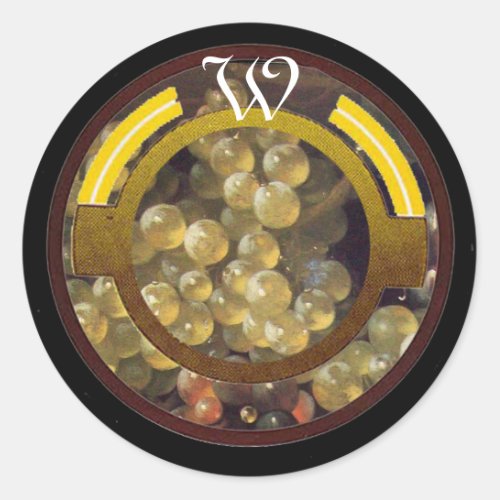 ANTIQUE GRAPE VINEYARD HARVEST  MONOGRAM CLASSIC ROUND STICKER