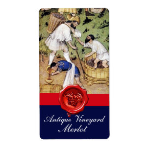 ANTIQUE GRAPE VINEYARD HARVEST RED WAX SEAL LABEL